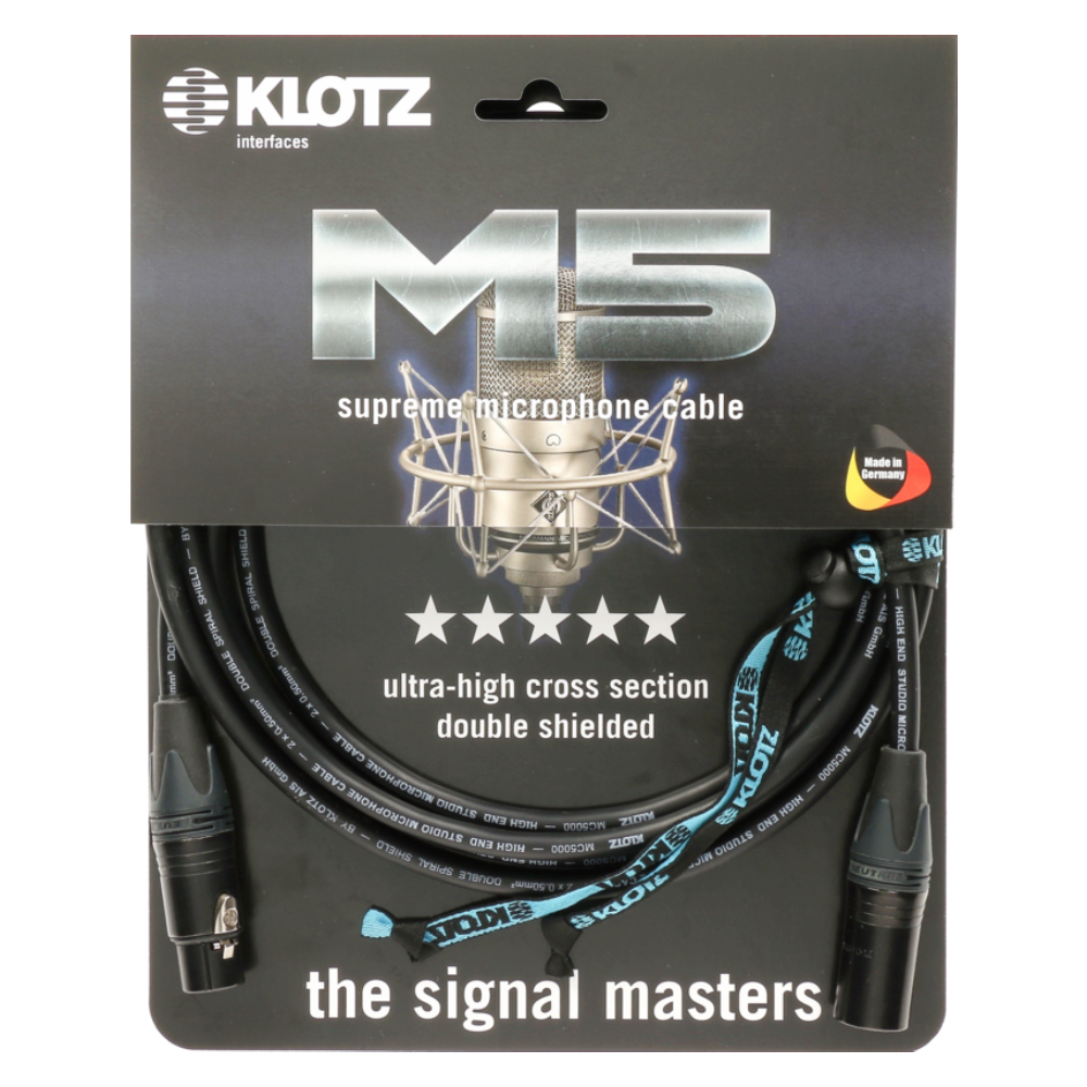 Klotz M5 MC5000 XLR NEUTRIK Altın Uçlu Siyah 6mt Mikrofon Kablosu
